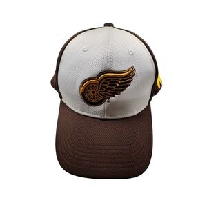 Detroit Red Wings NHL Winged Wheel Logo Hat Brown Cream Snapback Adjustable Cap